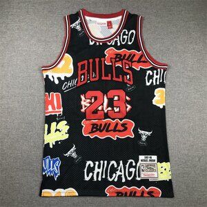 Michael Jordan #23 Bulls Hardwood Classics Graffiti Sketch Jersey